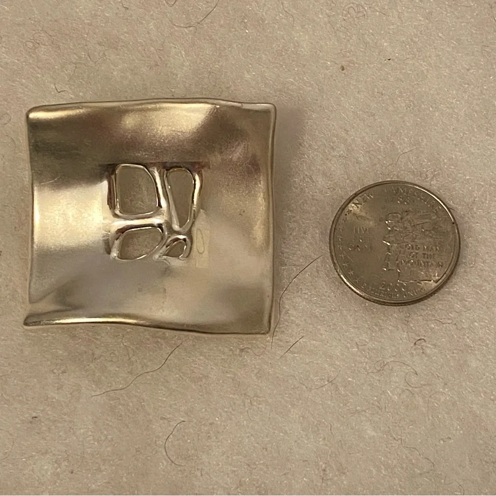 BAT AMI BROOCH PIN 925 STERLING SILVER VINTAGE MODERNIST ABSTRACT ISRAEL SIGNED